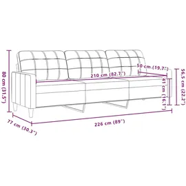vidaXL 3-Sitzer-Sofa Weinrot 210 cm Stoff