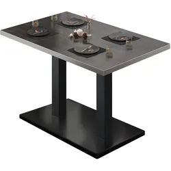 BM | Bistrotisch | B:T:H 110 x 60 x 75 cm | Wenge / Schwarz | Rechteckig | Edelstahl Rand