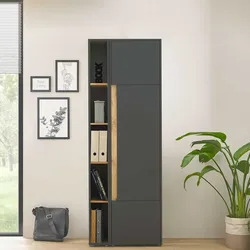 Moderner Aktenschrank Büro in Anthrazit Wildeichefarben (zweiteilig)