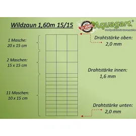 Aquagart Wildzaun Weidezaun Knotengeflecht 160/15/15