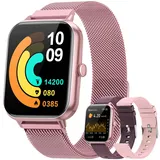 BANLVS Blutzucker-Smartwatch Damen Blutzuckermessung mit Telefonfunktion,1.83" HD Smartwatch mit Herzfrequenz SpO2 IP68 Fitness Tracker für iOS Android Rosa