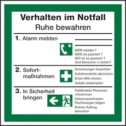 Verhalten im Notfall für Rettungspläne - 200x200 mm Folie selbstklebend