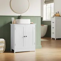 Woltu Unterschrank, Badezimmer-Waschtischunterschrank, Weiß mit Verstellbarem Regal, 50x60x30 cm