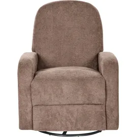Beliani Schaukel-Fernsehsessel FEBE Stoff 77 x 102 x 90 cm Braun drehbar