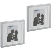 Relaxdays Bilderrahmen 2er Set, 25x25 cm, quadratisch, Fotorahmen zum