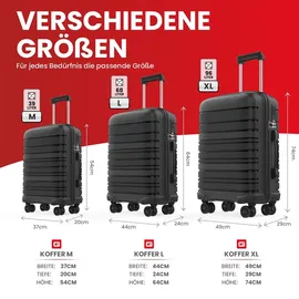 gentor Koffer Reisekoffer Hartschalenkoffer Travel Trolley Rollkoffer Handgepäck - schwarz