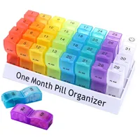 Tablettenbox Monat Pillendose Für 31 Tage Tragbar Tablettendose Tablettenbox 31 Tage 2 Fächer Medikamentenbox Monatliche Medikamentendose Reise Pillenbox Mit Deckel Für Pillen/Vitamine/Fischöl