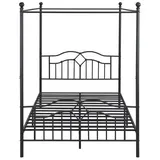 IDEASY Metallbett Himmelbett, Gewelltes Kopfteil, 140*200*194cm (Französisches minimalistisches Design), Heranwachsende und Erwachsene, Flachbetten, Metall, Schwarz schwarz