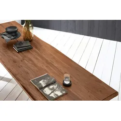 SAM® Esstisch Baumkante massiv Akazie nussbaumfarben 300 x 120 silber VALIN