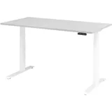 Hammerbacher XDKB16 elektrisch höhenverstellbarer Schreibtisch lichtgrau rechteckig, C-Fuß-Gestell weiß 160,0 x 80,0 cm