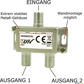 TronicXL Sat Verstärker mit 2-Fach Antennenverteiler Splitter 3D 4K HDTV