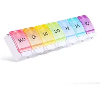 Opret Tablettenbox 7 Tage Deutsch, Pillendose Regenbogen, Tablettendose Pillenbox Medikamentenbox Wochen Tabletten Organizer, Kleine Eicht Zu Öffnen für Unterwegs