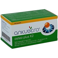 ANKUBERO osteo plus K2, 120 Kapseln, Calcium hochdosiert 500mg plus Vitamin D3 und K2 MK7, vegetarische Calziumtabletten mit Vitamin D, zuckerfrei, deutscher Hersteller