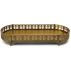 Casa Padrino Barock Tablett Antik Messing 48 cm - Barockstil Gastronomie Accessoires