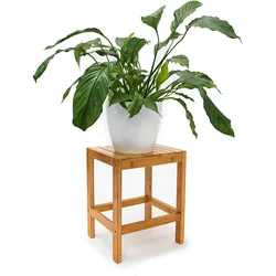 Relaxdays Bambushocker, HxBxT:40x28x32cm, aus Holz, universell & dekorativ, Beistelltisch/Blumenhocker, natur