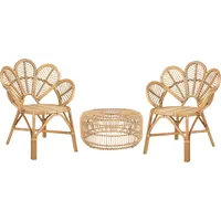 Beliani, Gartentisch + Balkontisch, Balkonset Rattan natürlich 2-Sitzer FLORENTINE II / LIMNI (84 cm)