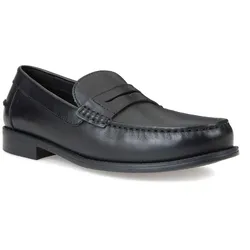 Mokassin GEOX, Herren, Gr. 40, schwarz, Leder, klassisch, Schuhe, Slipper, Loafer, Businessschuh mit Gummizug zum Schlupfen