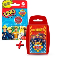 Feuerwehrmann Sam Kartenspiel-Set - UNO + Top Trumps Quartett Kinderspiel Karten