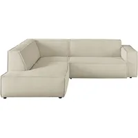 Ecksofa 3C CANDY "Matteo in elegant, kubischer Formensprache, bequem, L-Form", beige (nature), B:254cm H:72cm T:224cm, 88% Polyester, 12% Polyacryl, Sofas, mit auffälliger Kedernaht, Cord-Bezug, Lounge-Charakter