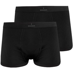 RAGMAN Herren Boxershorts, 2er Pack - Unterwäsche, Unterhose, Baumwollmischung, Logo, einfarbig Schwarz S