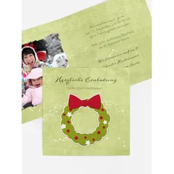 Foto Weihnachtseinladung selbst gestalten mit Spruch und Fotos im Onlinedesigner bei Meine-Kartenmanufaktur.de