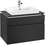 Villeroy & Boch Legato Waschtischunterschrank B679L0PD 80x55x50cm, mit LED-Beleuchtung, Black Matt Lacquer