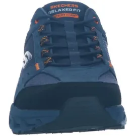 SKECHERS Oak Canyon Consistent Winne Herren-Sneaker, freihändig, Marineblaues Leder, Textil, orangefarbener Besatz, 43 EU