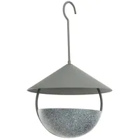 Goplus Vogelfutterhaus, 2-in-1-Futterspender & Vogelbad, Vogelfutterspender mit Kuppel, Haken,