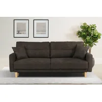 3-Sitzer HOME AFFAIRE "TRIPLO optionale Schlafsofa mit Bettkasten, Maße B/T/H: 215/100/89 cm", grau (anthrazit), B:215cm H:89cm T:100cm, Luxus-Microfaser weich (92% Polyester, 8% Nylon);Filzoptik ( 100% Polyester);Luxus-Microfaser Vintageoptik (100% Polyester), Sofas, Wahlweise Bettfunktion - Liegefläche 145x191 cm, Rücken-, Zierkissen