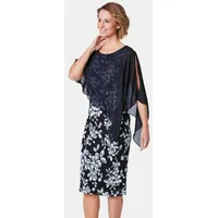 GOLDNER Chiffonkleid Etuikleid Blau/Weiß 40