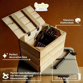 Creative Deco Holzkiste mit Deckel 27,5 x 20 x 21,5 cm 1-tlg. beige