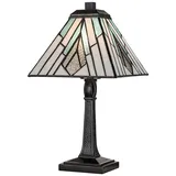 Licht-Erlebnisse Tischleuchte FLORENCE, ohne Leuchtmittel, Metall Glas E14 35 cm in Bronze Antik Mehrfarbig Tiffany Stil bunt