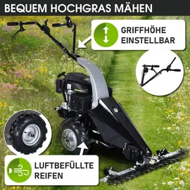 Brast Balkenmäher Benzin 3,5kW(4,8PS) mit Antrieb Schnittbreite 97cm Luft-Bereifung mit Geländeprofil Rasenmäher Hochgrasmäher Wiesen-Mäher 196ccm