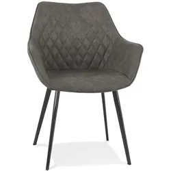 Kadima Design Esszimmerstuhl Dunkelgrau Elegant | bth 61x63x80cm | Mikrofaser Bezug | Schwarze Metallbeine | Komfortabler Polstersessel