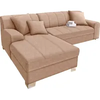 DOMO collection Ecksofa Turah incl. Zierkissen, moderne Steppung, auch in Leder, wahlw. mit Bettfunktion, L-Form, B/T: 239/152cm, Unser Dauertiefpreis beige