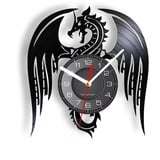 Smotly Vinyl Wanduhr, Mythical Beast Flying Dragon Theme Silent Wall Clock with LED Night Light Funktion is a unique wall clock gift with home pattern (Without light)