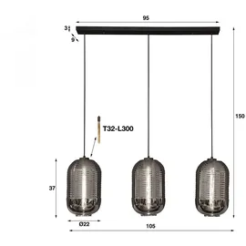 KAWOLA BRAGA 3-flg. 30 cm Glas schwarz