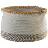 Home4You Aufbewahrungskorb Ø 32 cm beige weiß Baumwolle 32 x 32 x 20 cm