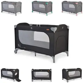 Cangaroo Reisebett Skyglow Laufstall 2 Räder mit Bremsen Matratze Seiteneingang schwarz