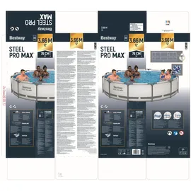 BESTWAY Steel Pro Max Frame Pool Set 366 x 76 cm lichtgrau inkl. Filterpumpe