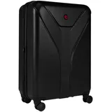 WENGER Ibex Medium Hartschalenkoffer mit 4 Rollen, Trolley, Mittelgroß, 64 (78) l, Sicherheitsschloss, Damen Herren, Reisen Urlaub, Schwarz, 612040