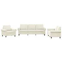 VidaXL 3-tlg. Sofagarnitur mit Kissen Creme Samt