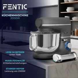 fentic Küchenmaschine mit Nudelmaschine 2000W Grau