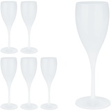 Relaxdays Sektgläser Kunststoff, 6er Set, bruchfest & BPA-frei, Mehrweg Champagner Gläser, 140 ml, Sektbecher, weiß