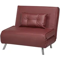 Schlafsessel Jugendsessel Gästebett Kindersessel Klappsessel Kunstleder und Stoff (Beinen Maxi, weinrot)