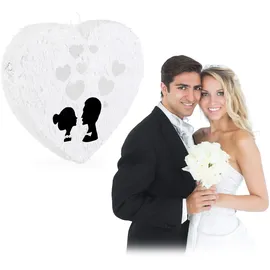 Relaxdays Pinata Hochzeit 50x45x10 cm Weiß