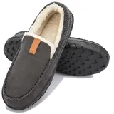 Bequeme, weiche Hausschuhe für Herren, Scuff-Herrenhausschuhe, zum Hineinschlüpfen mit Fell gefütterte Herrenhausschuhe, flauschige, wollähnliche Hausschuhe für Herren ( Color : Grey , Size : 48 EU ) - 48 EU