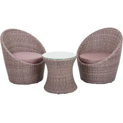 Club-Set 3er Set Halbrund Sitzecke Tischgruppe Sessel Garten Veranda Terrasse
