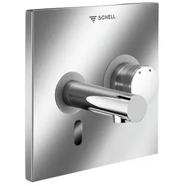 Schell Linus Fertigmontageset 019352899 Frontplatte Edelstahl, 170 mm Auslauf, Infrarot-Sensor-Elektronik, Mischwasser, ohne Stromversorgung