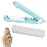 2 in 1 Glätteisen Locken und Glätten,Mini Haarglätter aus Keramik,Professioneller Haarglätter,Schnellaufheizung,Lockenstab mit Box,Tragbarer Reise-Keramik-Glätteisen,Blau